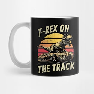 T-rex on the track Mug